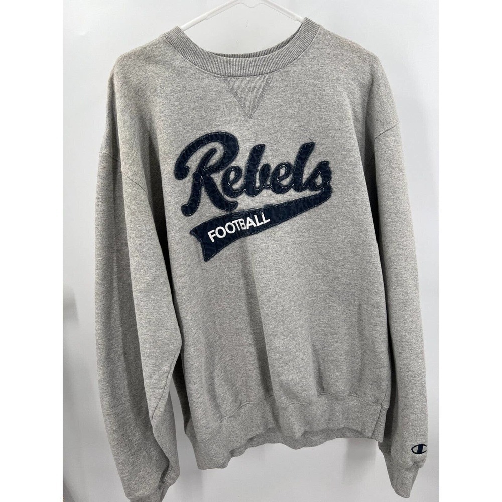 Champion Authentic Rebels Football Grey Pullover Sweatshirt Unisex Size XL